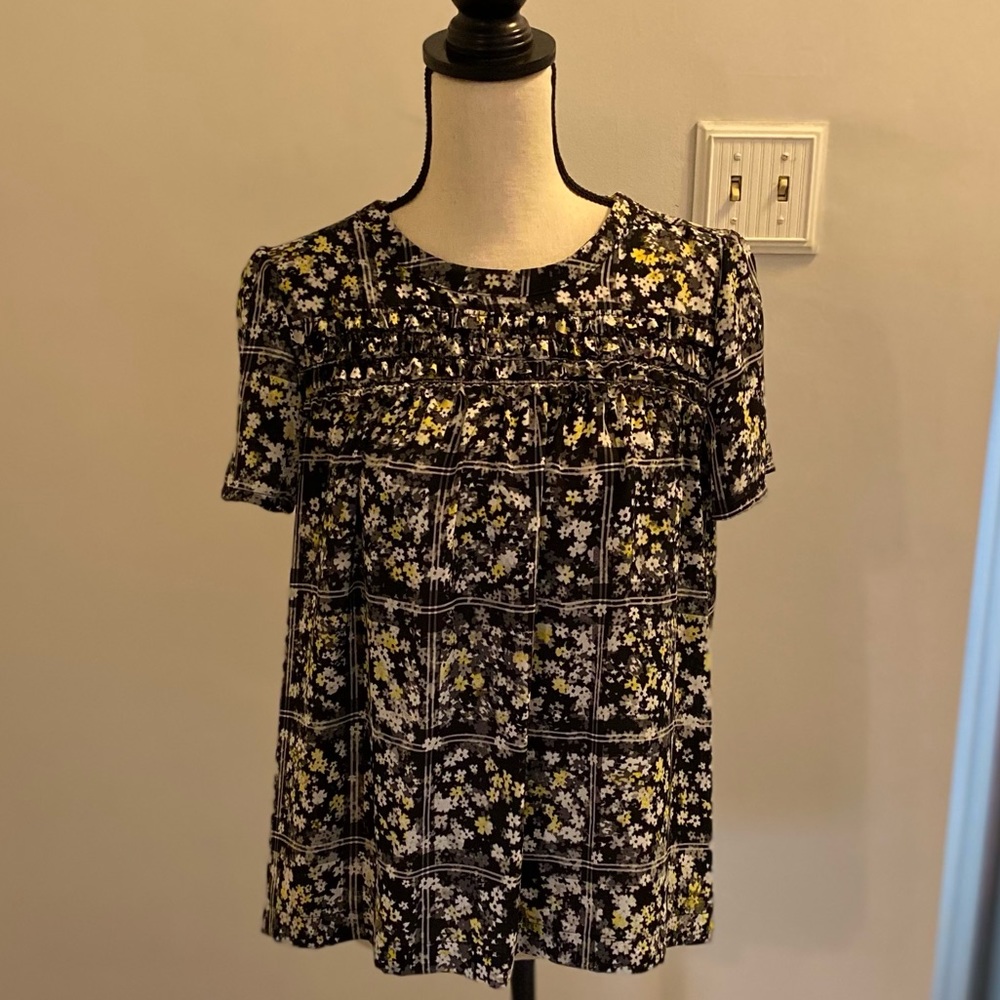 Elle Black Neon Floral Print Blouse